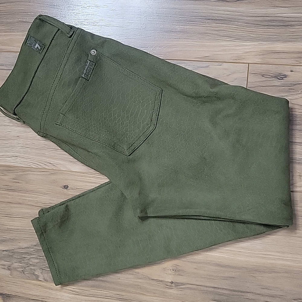 7 For All Mankind Knee Seam Ankle Skinny Snake Embossed Pants